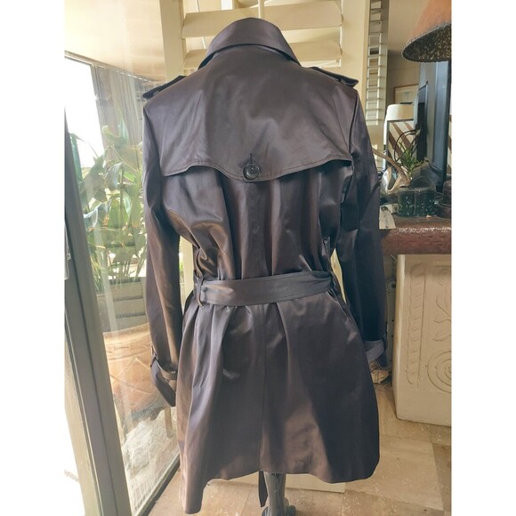 Joan Rivers Classics Collection Eggplant Brown Belted Trench Coat Sz L - Picture 3 of 9